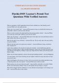 Florida DMV Learner's Permit Test Questions With Verified Answers
