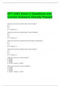 HFT 2401 Exam 2 Questions and Correct Answers Already Passed 