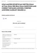 UTAH MASTER ESTHETICIAN WRITTEN EXAM ACTUAL EXAM 300 REAL EXAM QUESTIONS AND CORRECT DETAILED ANSWERS &lpar;VERIFIED ANSWERS&rpar; &vert;ALREADY GRADED A&plus;