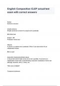 English Composition CLEP actual test exam with correct answers