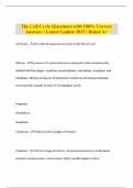 The Cell Cycle Questions with 100&percnt; Correct Answers &vert; Latest Update 2025 &vert; Rated A&plus;