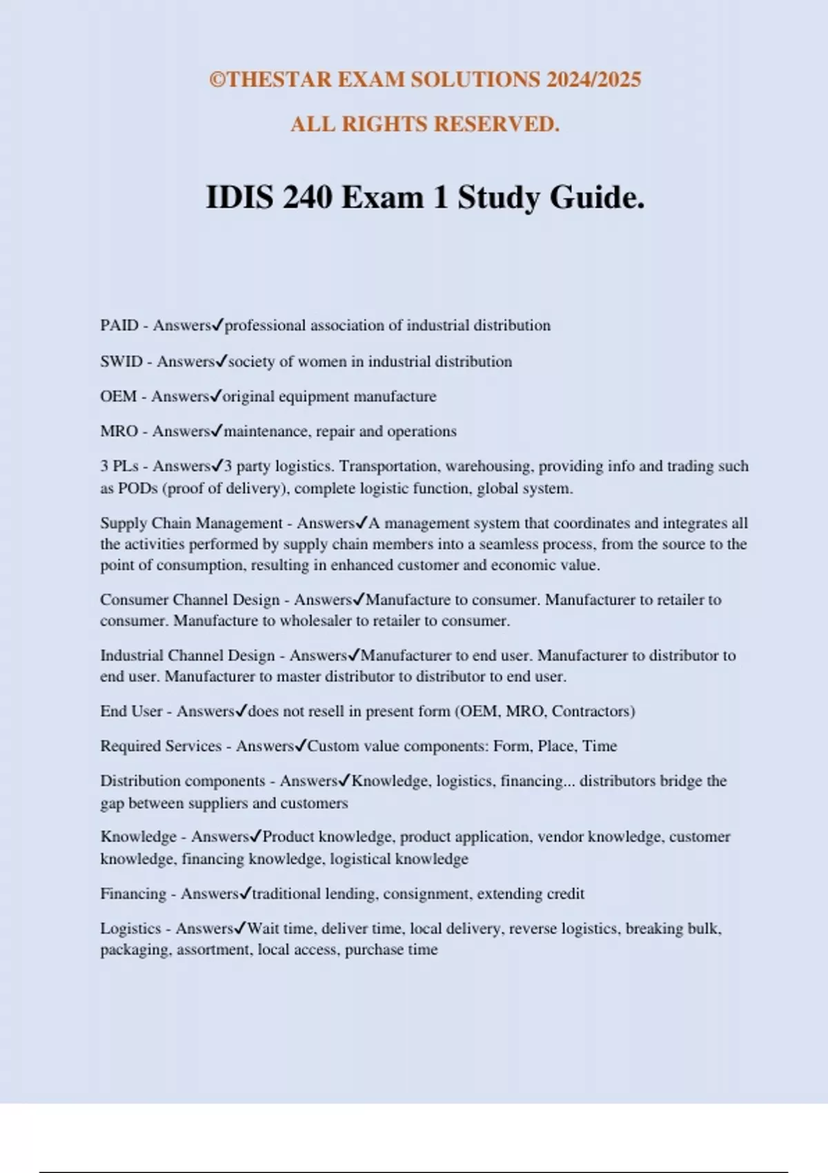 IDIS 240 Exam 1 Study Guide - IDIS 240 - Stuvia US