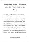 Absc 304 Generalization & Maintenance Exam Questions and Answers 100&percnt; Solved