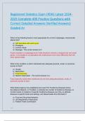 Registered Dietetics Exam &lpar;RDN&rpar; Latest 2024 - 2025 Complete 400 Practice Questions with  Correct Detailed Answers &lpar;Verified Answers&rpar;  Graded A&plus; 