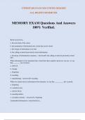 MEMORY EXAM Questions And Answers 100&percnt; Verified&period;