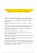 Manager's Food Handler's License- Texas Questions And Answers Graded A&plus;&period;