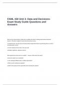 FAML 430 Unit 3- Data and Decisions-Exam Study Guide Questions and Answers