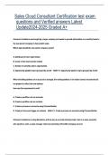 Sales Cloud Consultant Certification test exam questions and Verified answers Latest Update2024-2025 Graded A&plus;