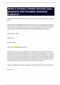Week 4 Domain 3 Health Records Quiz Questions and Complete Solutions Graded A&plus;