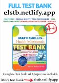 Saunders Math Skills for Health Professionals 3rd Edition Hickey Test Bank&period;