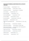 BASIC MATH FORMULAS QUESTIONS WITH ACCURATE ANSWERS
