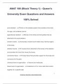 ANAT 100 &lpar;Block Theory 1&rpar; - Queen's University Exam Questions and Answers 100&percnt; Solved