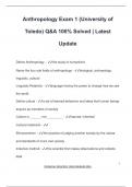 ANTHROPOLOGY EXAM PACKAGE DEAL QUESTIONS AND VERIFIED ANSWERS 100&percnt; GUARANTEED PASS &vert; LATEST UPDATE