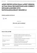 APHR CERTIFICATION EXAM LATEST VERSION ACTUAL EXAM 100 QUESTIONS AND CORRECT DETAILED ANSWERS WITH RATIONALES&vert;ALREADY GRADED A&plus;