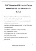 BNSF Dispatcher CTC Practical Review Exam Questions and Answers 100&percnt; Solved