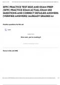 SFPC PRACTICE TEST 2023 AND EXAM PREP &sol;SFPC PRACTICE EXAM ACTUAL EXAM 250 QUESTIONS AND CORRECT DETAILED ANSWERS &lpar;VERIFIED ANSWERS&rpar; &vert;ALREADY GRADED A&plus;