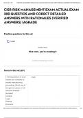 CISR RISK MANAGEMENT EXAM ACTUAL EXAM 200 QUESTIOS AND CORECT DETAILED ANSWERS WITH RATIONALES &lpar;VERIFIED ANSWERS&rpar; &vert;AGRADE