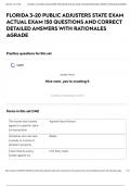 FLORIDA 3-20 PUBLIC ADJUSTERS STATE EXAM ACTUAL EXAM 150 QUESTIONS AND CORRECT DETAILED ANSWERS WITH RATIONALES AGRADE