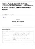 FLORIDA PUBLIC ADJUSTER STATE EXAM ACTUAL EXAM 100 QUESTIONS AND CORRECT DETAILED ANSWERS &lpar;VERIFIED ANSWERS&rpar; &vert; AGRADE