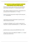 New York Life&comma; Accident and Health Certification Exam Questions with Verified Answers