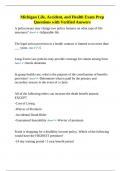 Michigan Life&comma; Accident&comma; and Health Exam Prep Questions with Verified Answers