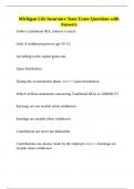 Michigan Life Insurance State Exam Questions with Answers