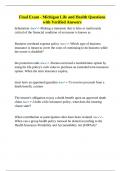 Final Exam - Michigan Life and Health Questions with Verified Answers