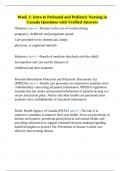 Week 1&colon; Intro to Perinatal and Pediatric Nursing in Canada Questions with Verified Answers