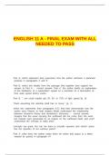 ENGLISH 11 A - FINAL EXAM WITH ALL NEEDED TO PASS