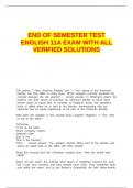END OF SEMESTER TEST ENGLISH 11A EXAM WITH ALL VERIFIED SOLUTIONS