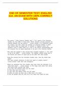 END OF SEMESTER TEST ENGLISH 11A&period; AN EXAM WITH 100- CORRECT SOLUTIONS