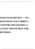 SCRN EXAM REVIEW &sol; 170 &plus; QUESTIONS AND CORRECT ANSWERS 2025 GRADED A&plus; LATEST UPDATE BEST FOR REVISION&period;