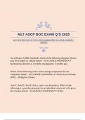 MLT ASCP BOC EXAM Q&rsquo;S 2025 WITH GUARANTEED ACCURATE ANSWERS &vert;VERIFIED
