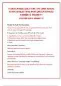 FLORIDA PUBLIC ADJUSTER STATE EXAM ACTUAL EXAM 100 QUESTIONS AND CORRECT DETAILED ANSWERS &vert; GRADED A&plus; VERIFIED 100&percnt; NEWEST&excl;&excl;&excl;