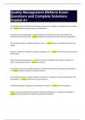 Quality Management Midterm Exam Questions and Complete Solutions Graded A&plus;