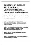 Concepts of Science 1010 Auburn University &lpar;Exam 1&rpar; questions and answers