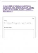 WGU D232 SPECIAL EDUCATION METHODS AND INSTRUCTION EXAM QUESTIONS WITH 100&percnt; CORRECT ANSWERS&excl;&excl;
