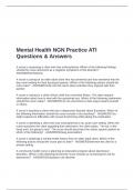 Mental Health NGN Practice ATI Questions & Answers