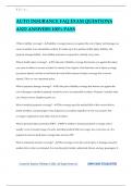 AUTO INSURANCE FAQ EXAM QUESTIONS AND ANSWERS 100&percnt; PASS