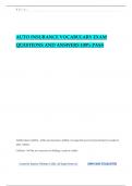 AUTO INSURANCE VOCABULARY EXAM QUESTIONS AND ANSWERS 100&percnt; PASS