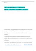 AUTOMOBILE INSURANCE EXAM QUESTIONS AND ANSWERS 100&percnt; PASS