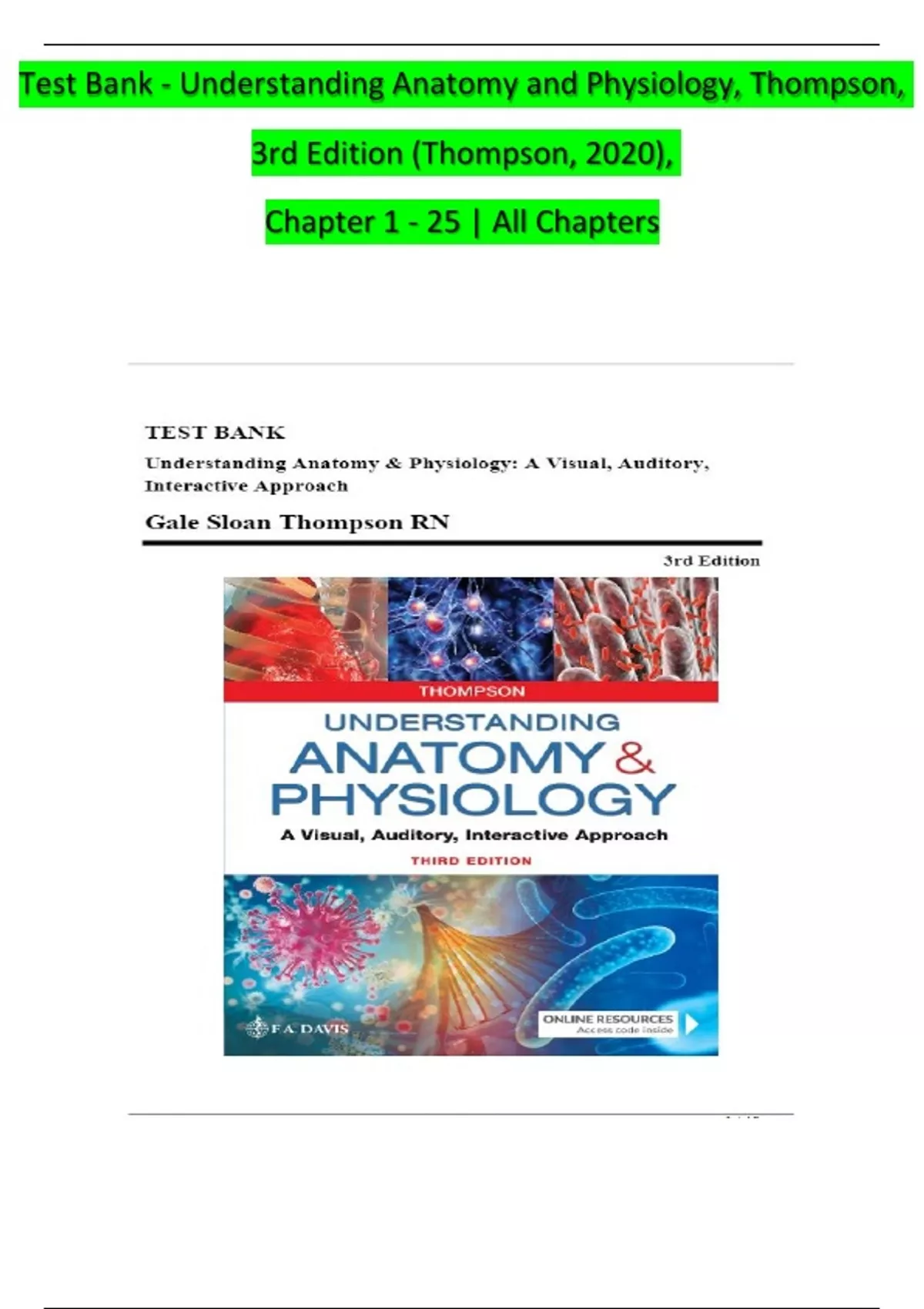 THOMPSON UNDERSTANDING ANATOMY AND PHYSIOLOGY WORKBOOK visual data 3