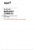 AQA A-level BIOLOGY &lpar;74021&rpar; Paper 1 Mark scheme 2021 SPECIMEN V1