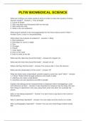 PLTW BIOMEDICAL SCIENCE EXAM QUESTIONS AND ANSWERS