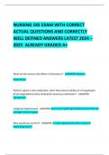 NURSING 185 EXAM WITH CORRECT ACTUAL QUESTIONS AND CORRECTLY  WELL DEFINED ANSWERS LATEST 2024 &ndash; 2025  ALREADY GRADED A&plus; 