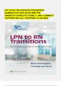 LPN TO RN TRANSITIONS 5TH EDITION  HARRINGTON TEST BANK ISBN-978-  1496382733 COMPLETE GUIDE A&plus; 100&percnt; CORRECT  ANSWERS 2025 ALL CHAPTERS AVAILABLE  