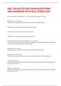 NSC 150 NUTRITION EXAM QUESTIONS AND ANSWERS WITH SOLUTIONS 2025