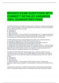 BRAKES EXAM QUESTIONS WITH CORRECT DETAILED ANSWERS 100&percnt; GUARANTEED PASS