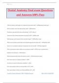 Dental Anatomy final exam Questions and Answers 100&percnt; Pass