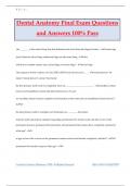 Dental Anatomy Final Exam Questions and Answers 100&percnt; Pass